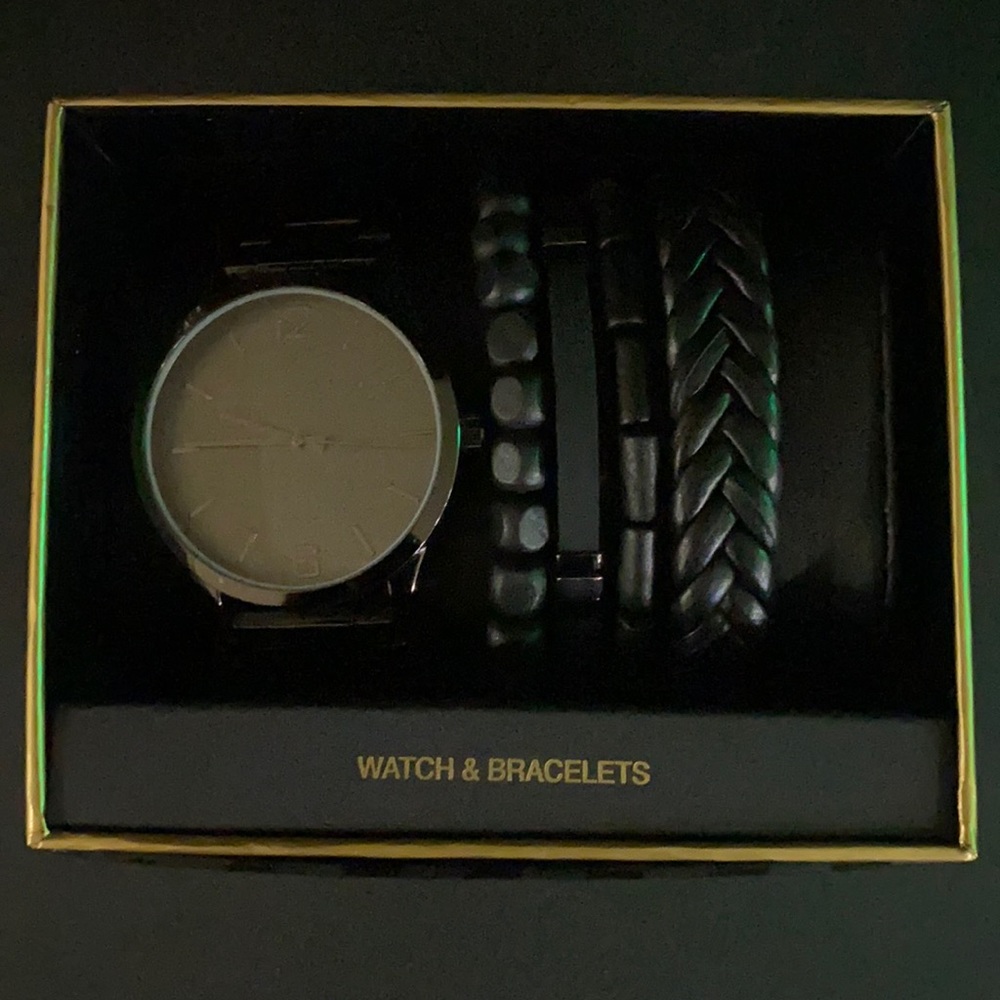 Folio Men’s Watch and Bracelet Set - Black